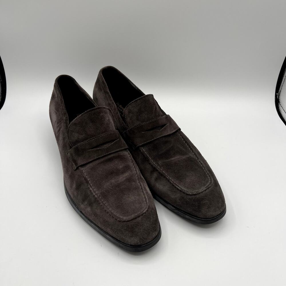 TO BOOT NEW YORK Adam Derrick Made in Italy Mens Suede Penny Loafer Dress Shoes